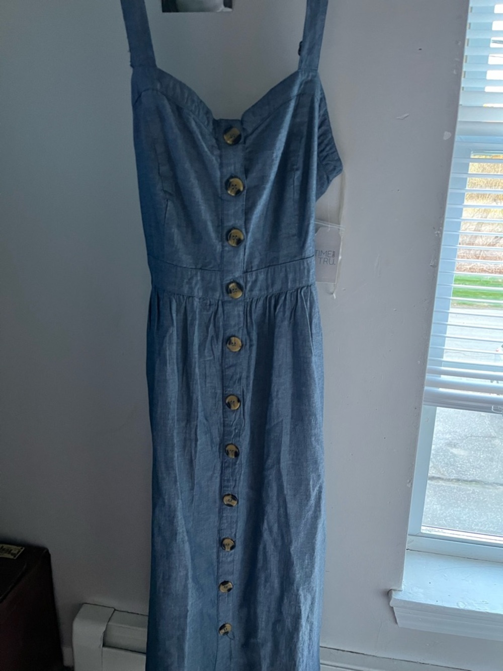 Blue Button-Front Sundress - Time & Tru